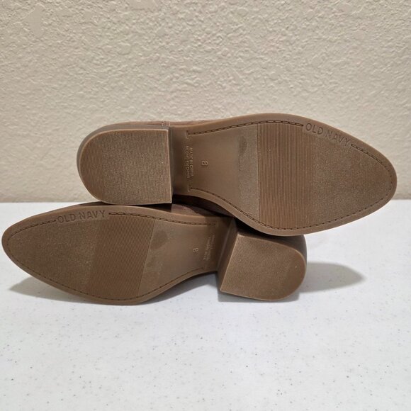Beige Booties Fall Color Suede Women's Size 8 Old Navy Block Heel Almond Toe - Picture 7 of 10